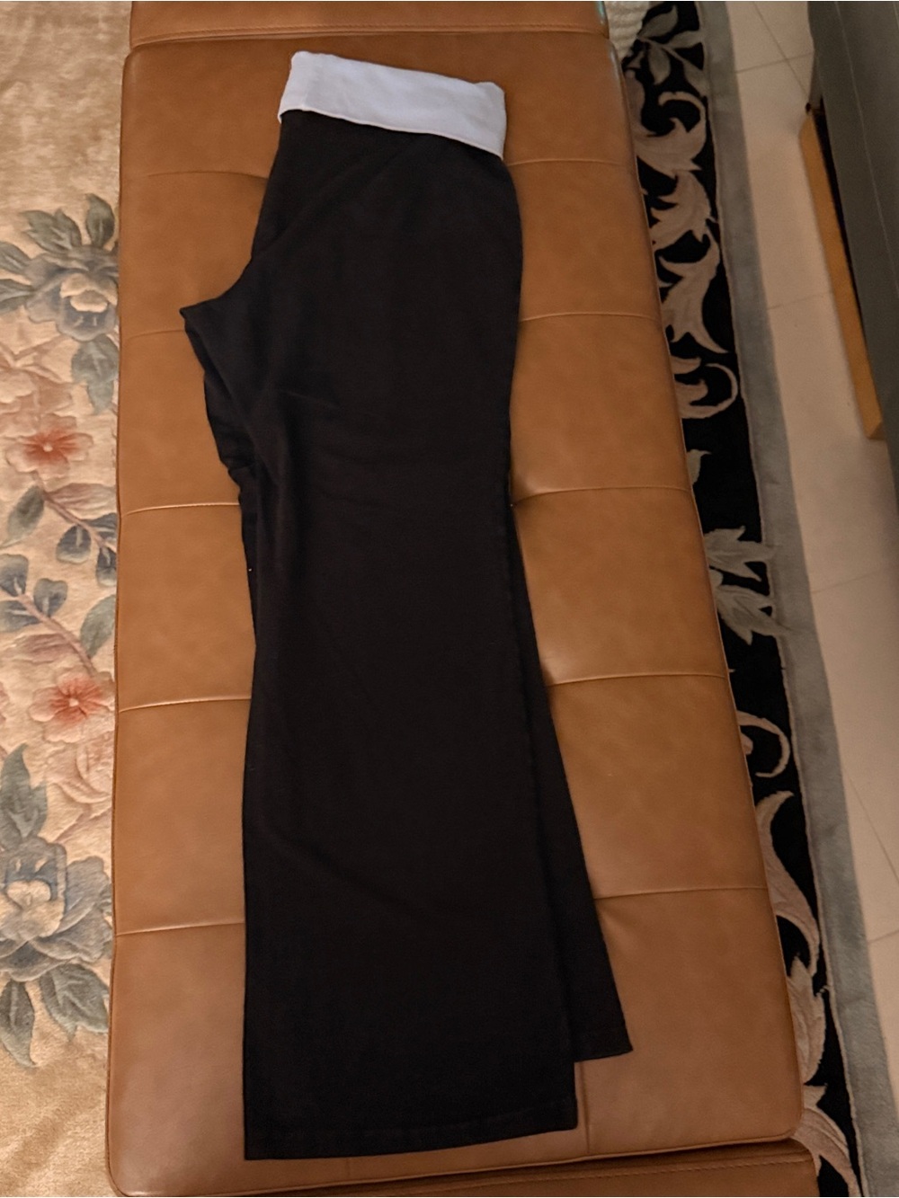 The Girls Black Boot Cut Pants with  light blue Fold-Over Waistband